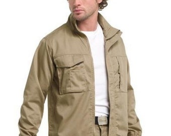 80s/90S Style Cargo Beige Workers Cotton Twill Canvas Chore Jacket Russell