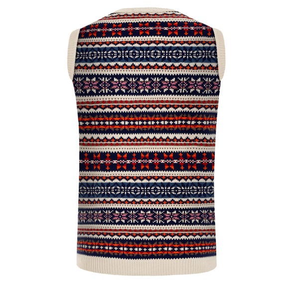 Mens Knitted Vest Sleeveless Retro Vintage Jumper Fairisle Fair