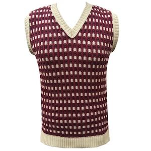 Herren Fairisle Strick Tanktop Pullover Pullover Weste Ärmellos Retro Vintage Tank Top - MADE IN ENGLAND
