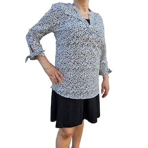 Ladies Womans Vintage 80s 90s Blouse Shirt 3/4 Sleeve animal print spots