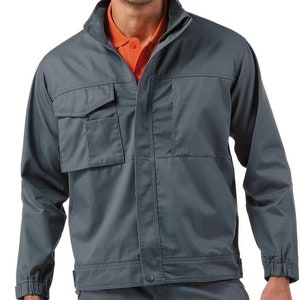 80s/90S Style Grey Workers Cotton Twill Canvas Chore Cargo Jacket Russell