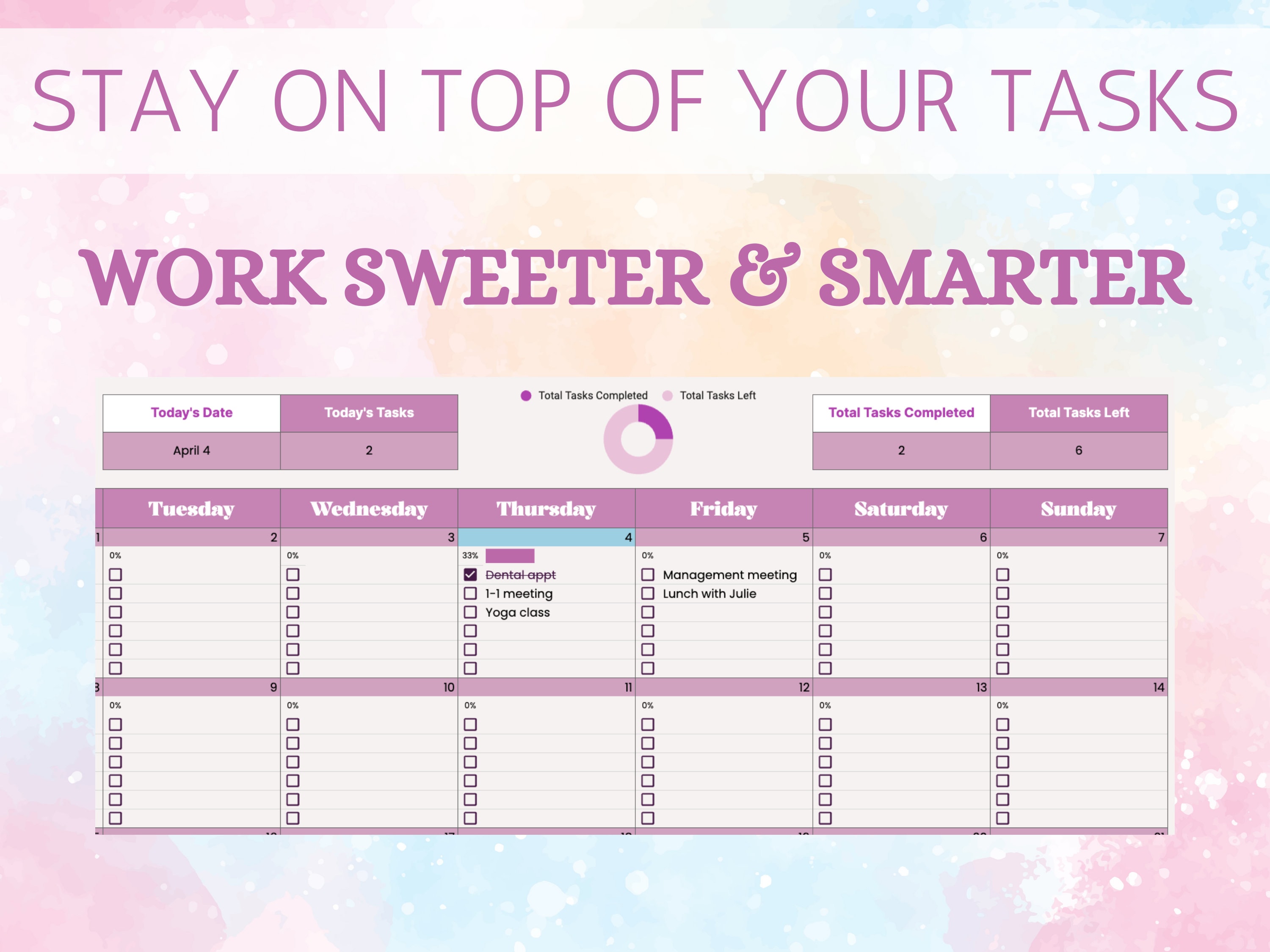 Digital Monthly Calendar | Google Sheets | Productivity Planner ...