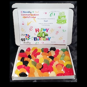 Wine Gums Sweet Gift Box Personalised Birthday 21st 30th 50th 60th 70th 80th