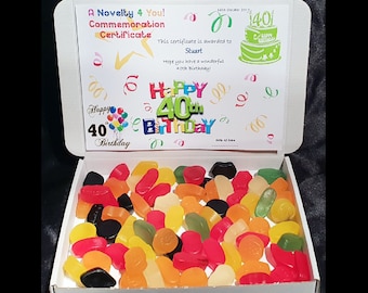 Wine Gums Sweet Gift Box Personalised Birthday 21st 30th 50th 60th 70th 80th