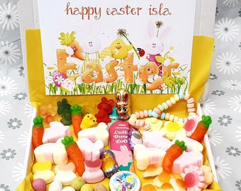 Cute Easter Personalised Sweet and Chocolate Gift Box Chicks Eggs Bunny