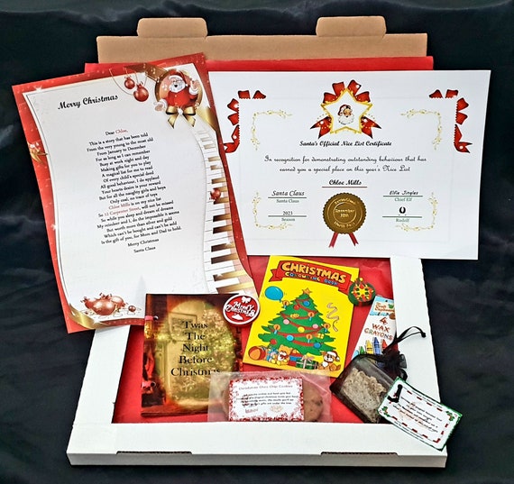 Christmas Eve Personalised letter from Santa Nice List Certificate Gift Box