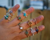 Crystal Rings, Rings, Dainty Wire Wrapped Rings