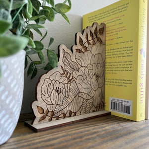 Instant Digital Download - Peony Book End SVG file perfect for Glowforge and Laser Cutters
