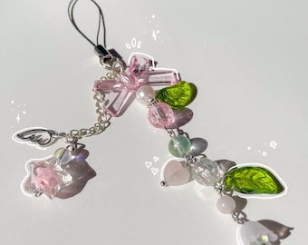 Cute sweet pea beaded phone charm