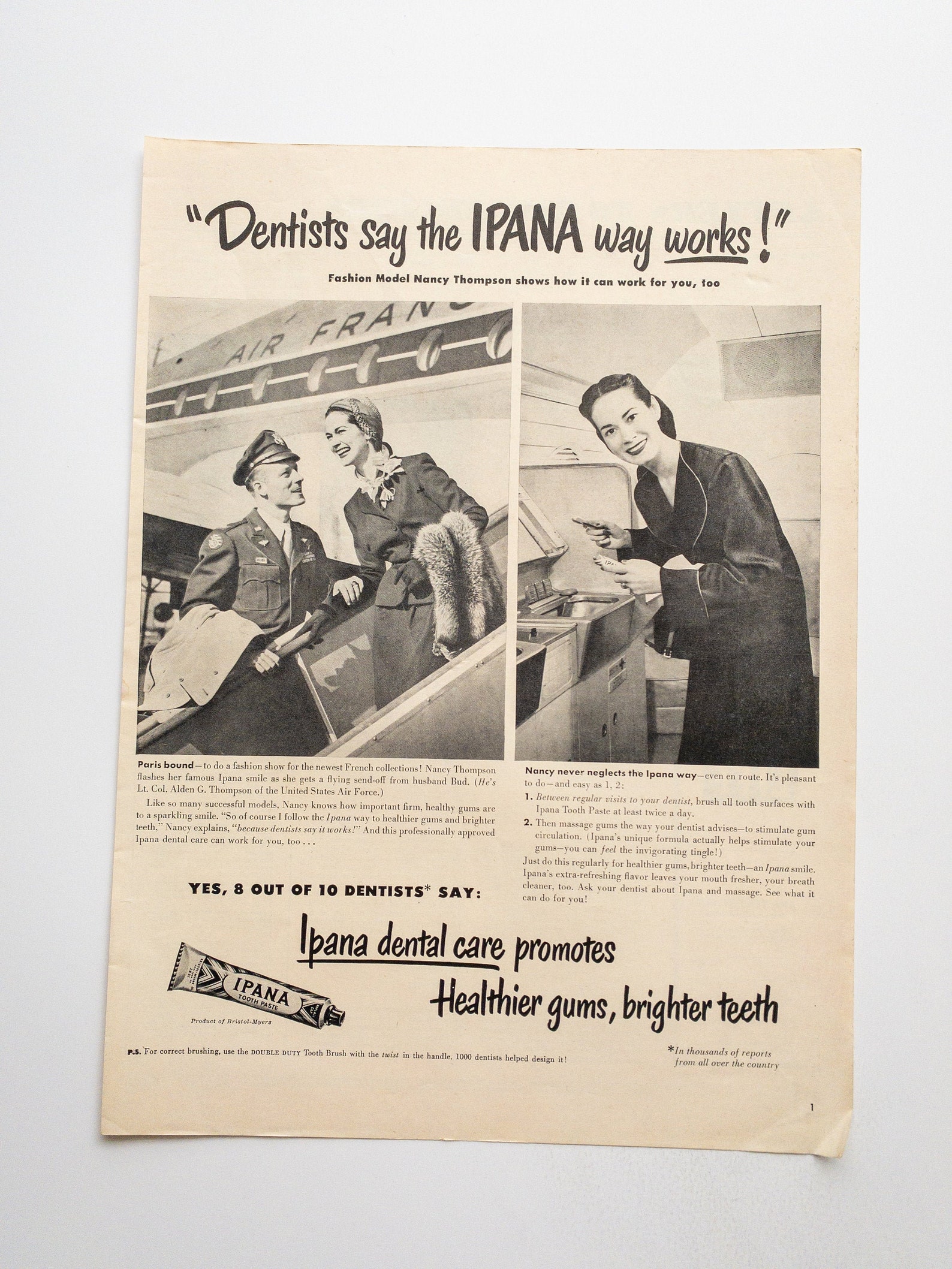 Vintage Ipana Toothpaste Print Ad from 1949 Etsy