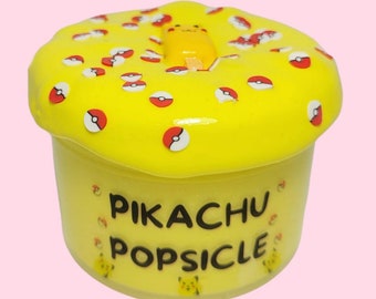 Pikachu Popsicle Thick and Glossy Slime - 6oz Lemon Scented Soft Stretchy w/ Pikachu Charm and Pokeball Sprinkles