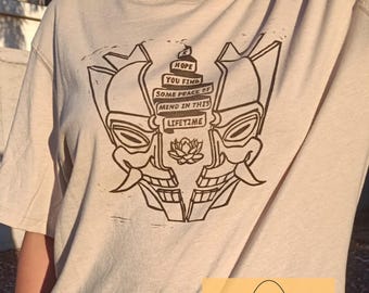 Avatar Blue Spirit X Kendrick Lamar / Hand-Carved linocut printed T-shirt