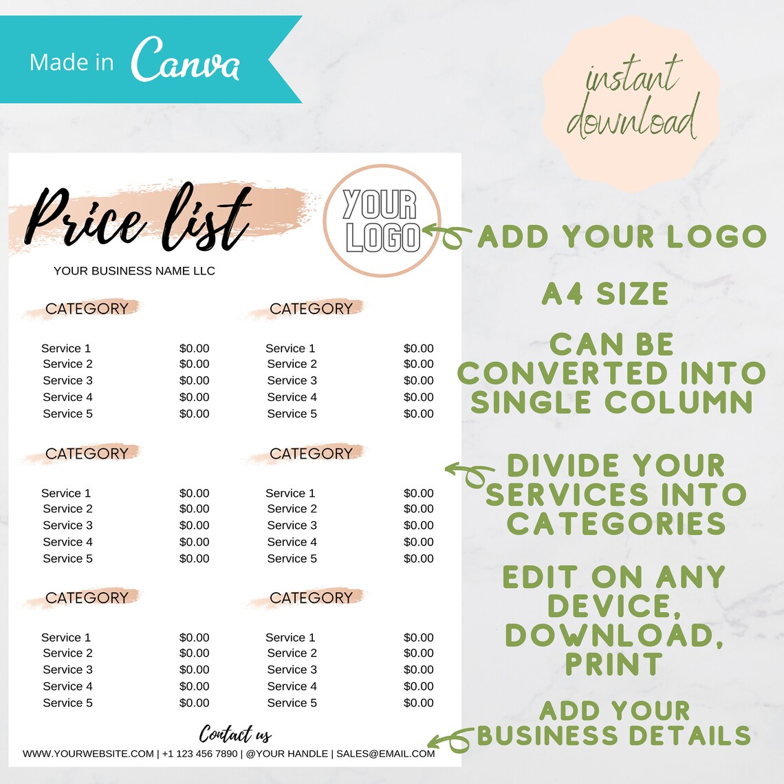 Custom Price List Template Custom Price List Template
