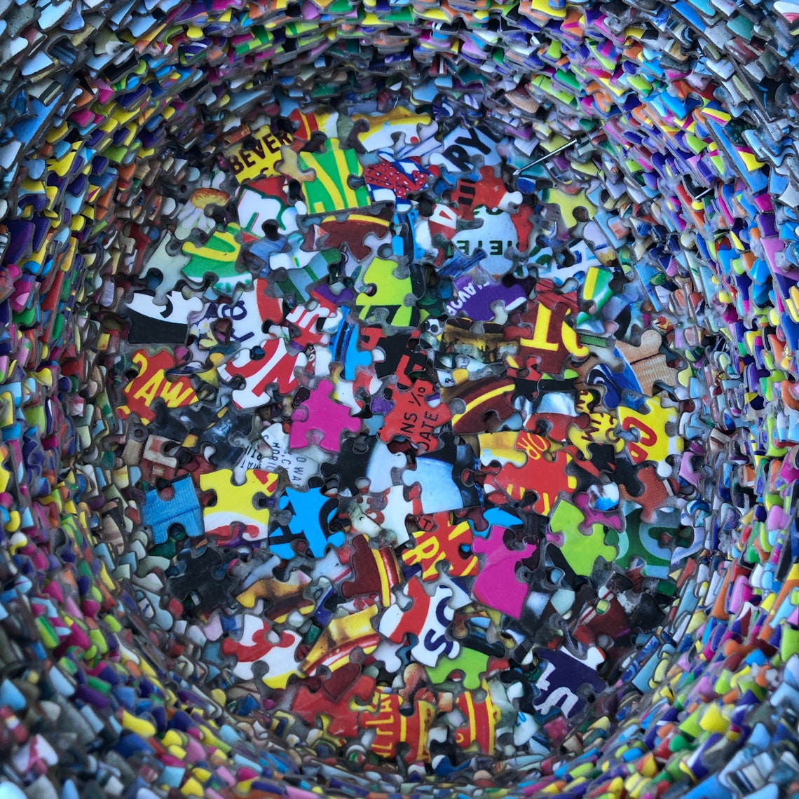 Large Unique Puzzle Bowl 13 x 11 x 4 Etsy