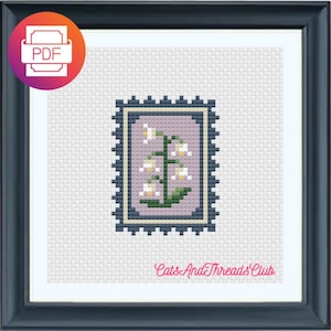 May Birth Flower Lily of the Valley Cross Stitch Pattern Mini Instant Download Cute Flower PDF Beginner Friendly Embroidery