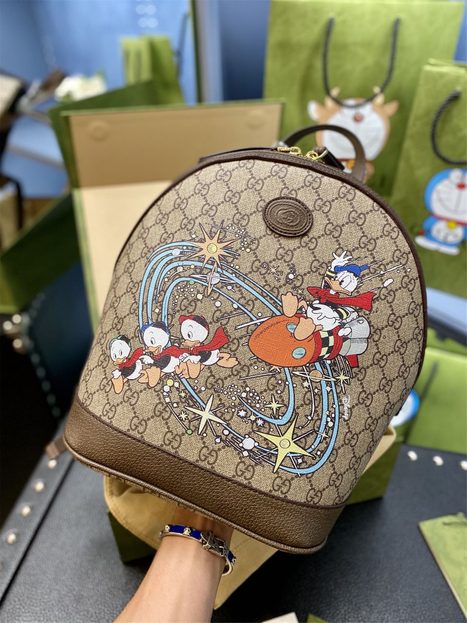 Donald Duck print backpack color Disney animation Backpack