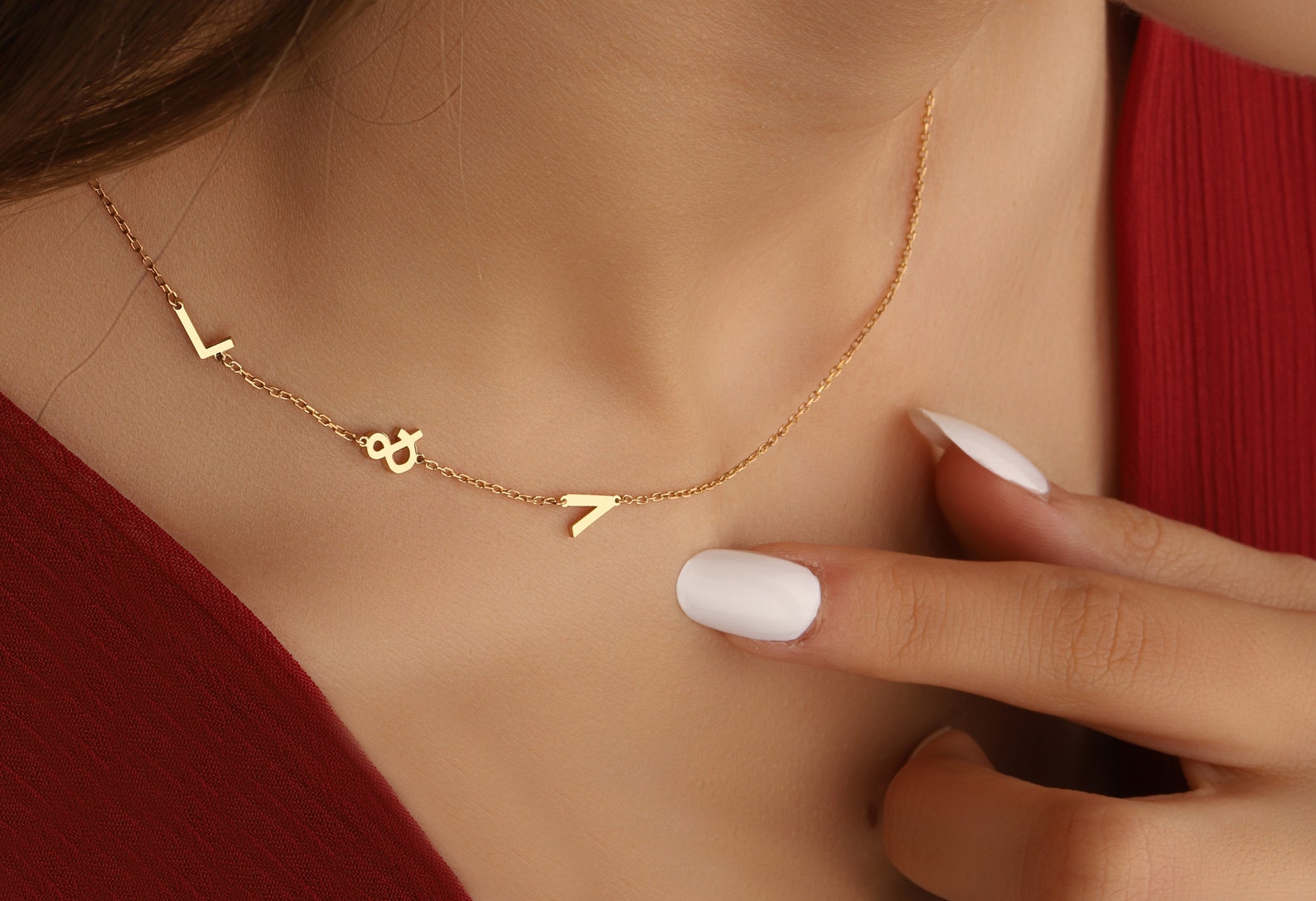 14K Letter Necklace Dainty Initial 14K Solid Gold Necklace Etsy