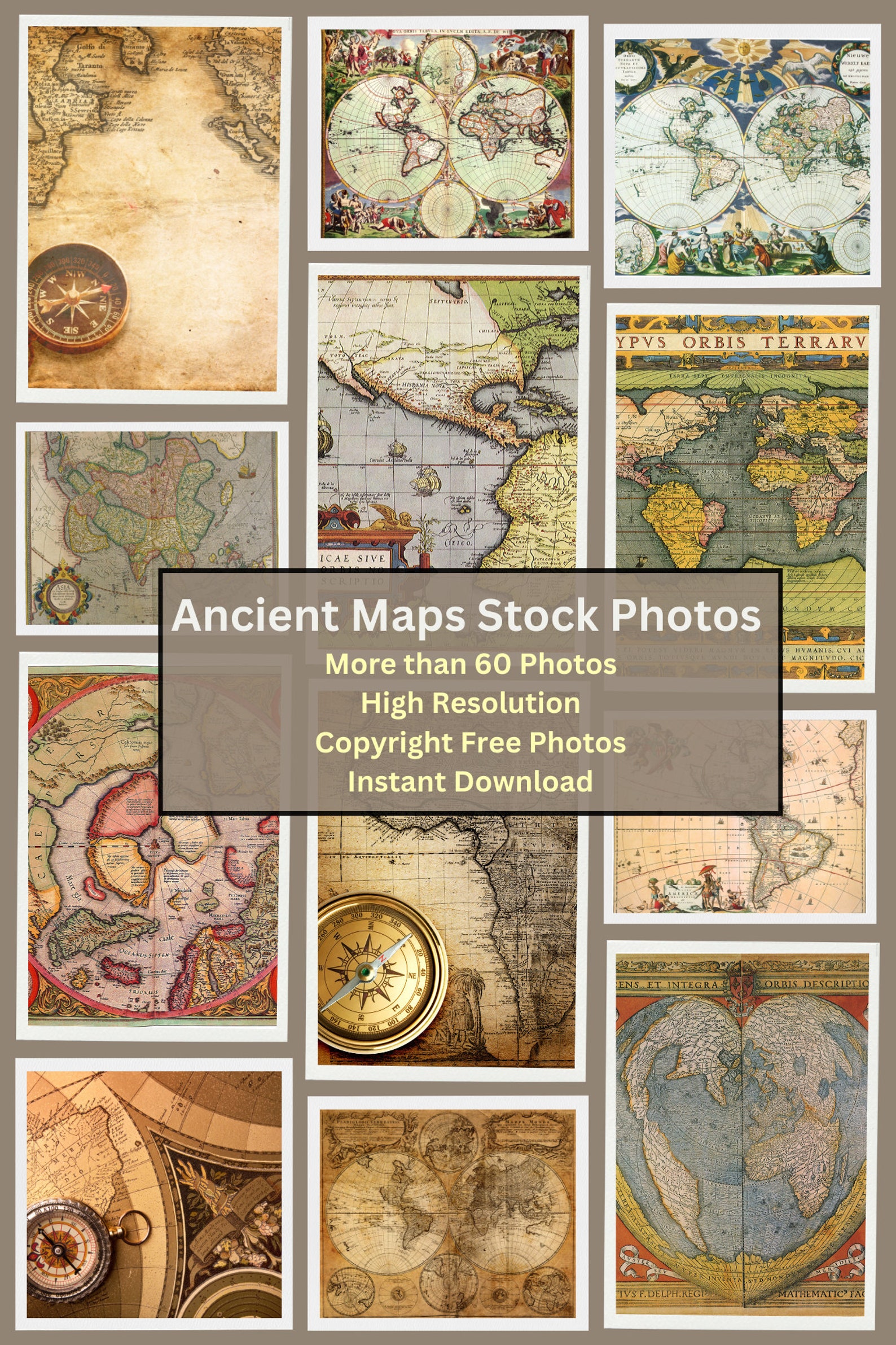 60 Stock Photos Images Ancient World Map and Geographical Illustrations ...