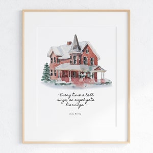 It's a Wonderful Life Christmas wall print 8 x 10 unframed Christmas Decor Bailey House