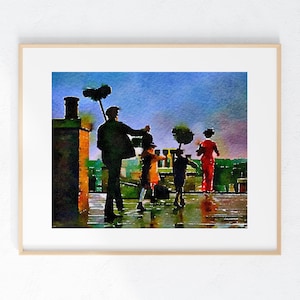 Mary Poppins Watercolor wall print 8 x 10 unframed Home Decor Small Gift