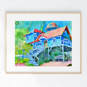 Lilo and Stitch House Watercolor wall print 8 x 10 unframed Home Decor Small Gift