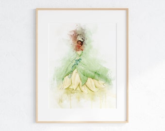 Tiana Princess and The Frog Wall Print 8 x 10 unframed Nursery Print Wall Decor