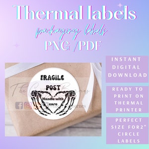 Digital stickers, postal stickers, thermal printer labels, thermal printer designs, thermal printer, munbyn, rollo, png, fragile, skeleton,