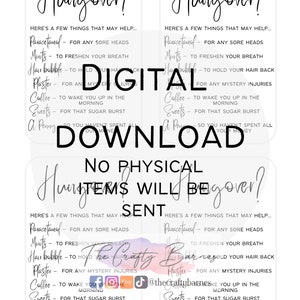 Digitaler Download Kater-Recovery-Kit-Karten, gedruckte Karten, digitale Karten, Hochzeitskarten, Partytüte, Hochzeitskarten