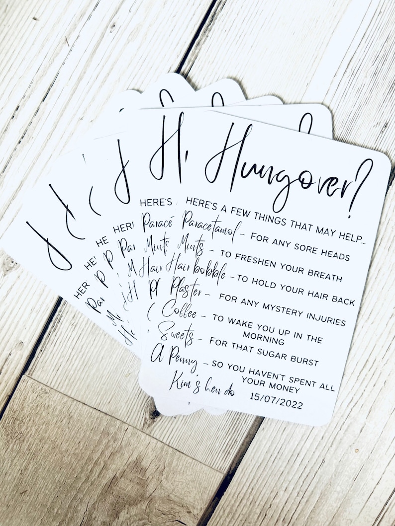 Hangover recovery kit cards hungover bag cards printed image 1