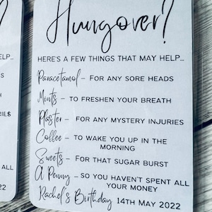 Hangover recovery kit cards hungover bag cards printed image 6