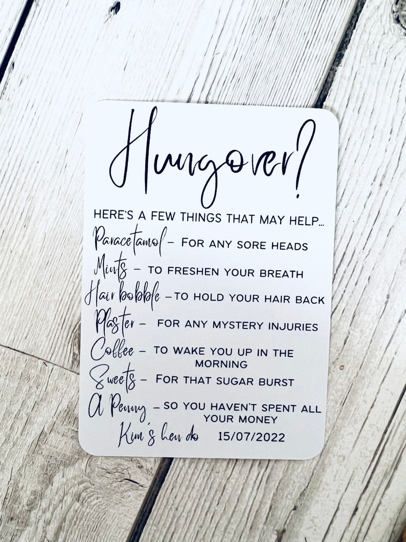 Hangover recovery kit cards hungover bag cards printed image 3