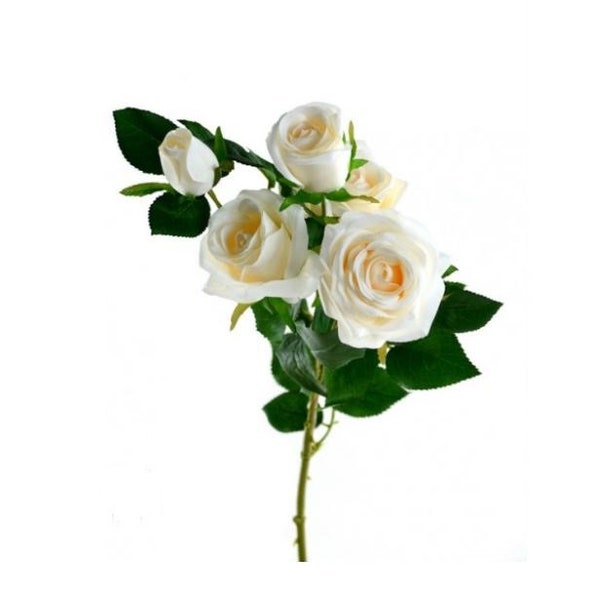 Rosen Kunststoff Blume Zweig 77 cm Creme