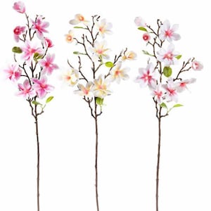 Rama de flores artificiales de tela Magnolia 83 cm