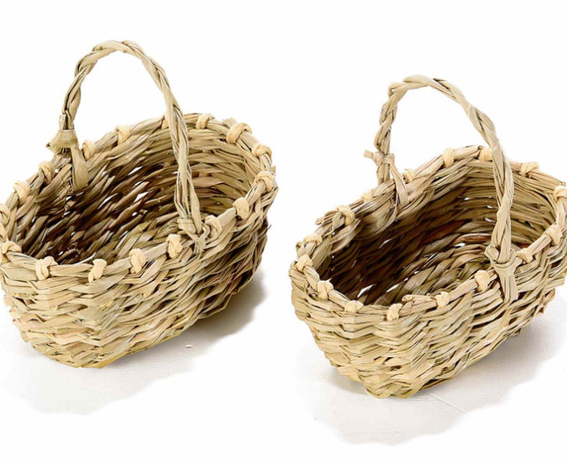 Baskets Natural Vegetable Fiber Set of 2 Assorted Etsy