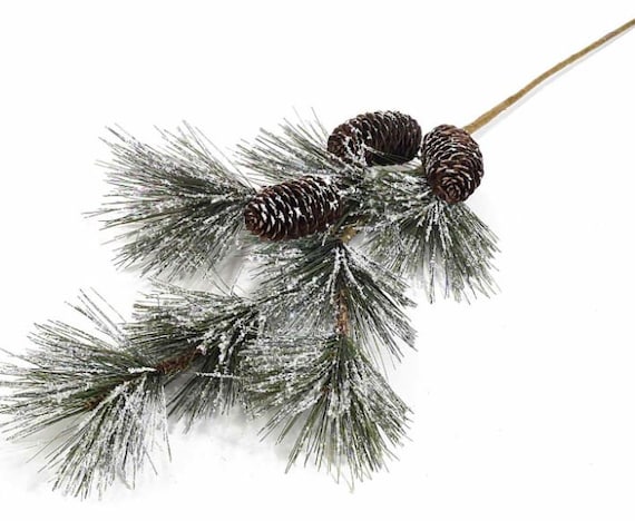 Artificial Snowy Pine Branch Pine Cones 58 cm
