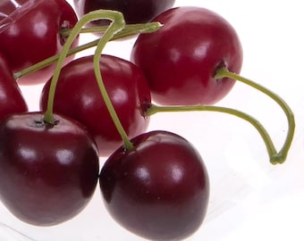 Cerezas artificiales 30 piezas de plástico frutas falsas adorno de comida tamaño real