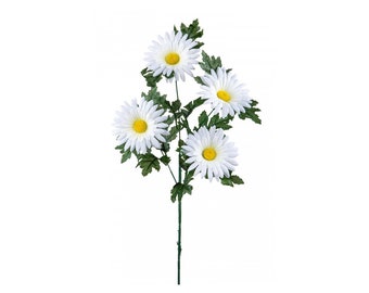 Rama de flores artificiales de margarita, 75 cm, color blanco
