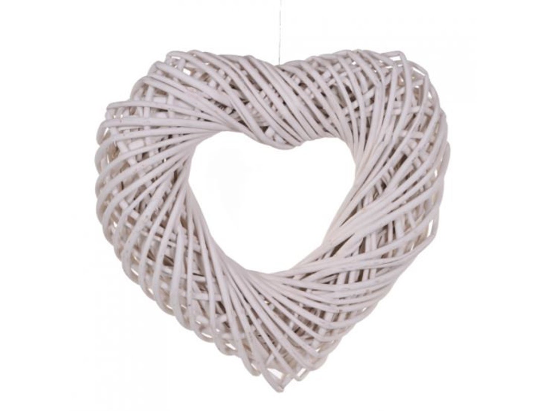 Solar Rattan Heart Wreath Rattan Heart White 38 Cm - Etsy