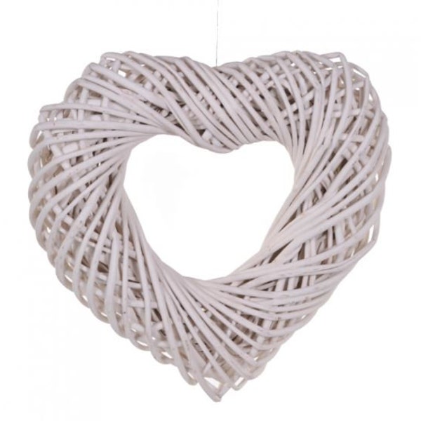 Couronne Rotin Coeur Blanc 38 cm