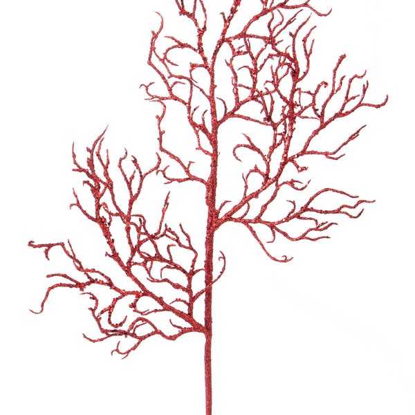 Branche Artificielle Corail Rouge 68 cm Paillettes