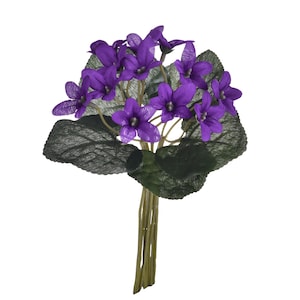 Bouquet de violettes artificielles en tissu 20 cm image 1