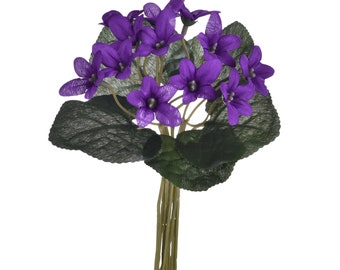 Violets Artificial Fabric Flowers Bouquet 20 cm