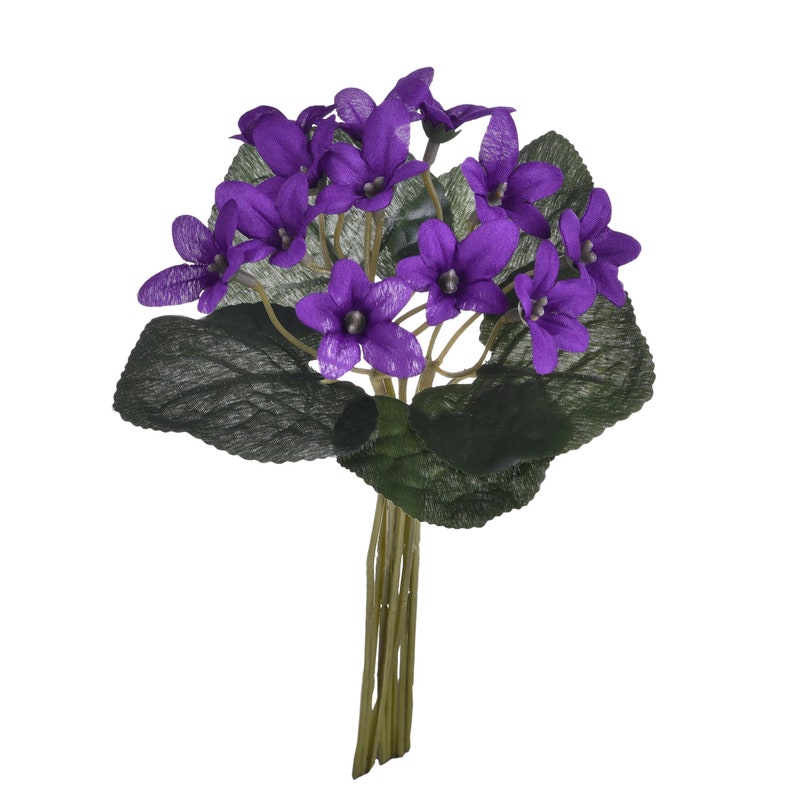 Bouquet de violettes artificielles en tissu 20 cm image 1