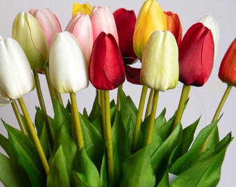 Tulips Artificial Fabric Flowers Set of 6 Assorted 54 cm