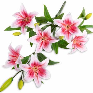 Artificial Fabric Flowers Bunch of Lilies 67 cm Pink