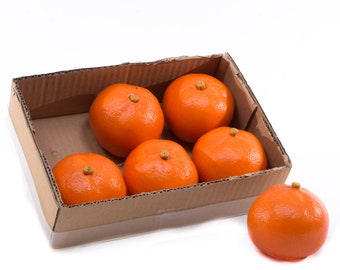 Mandarina de fruta artificial, juego de 6 adornos alimentarios