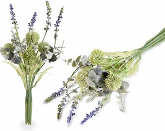 Fiori Artificiali Mazzo Lavanda Eucalipto Bouquet 30 cm