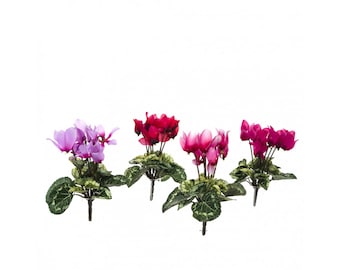 Cyclamen Mini Artificial Fabric Flowers Bouquet 18 cm
