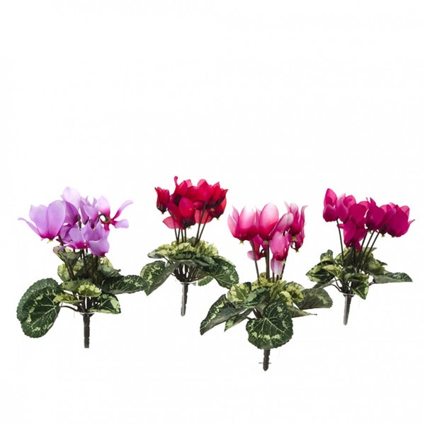 Mini bouquet de fleurs artificielles en tissu cyclamen 18 cm lilas