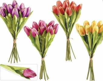 Tulips Bouquet 9 Artificial Fabric Flowers 41 cm